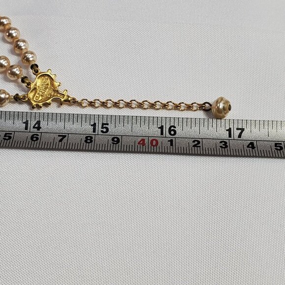 VTG Classiques Entier Triple Strand Faux Fresh Water Pearl Necklace Champaign - Picture 9 of 15